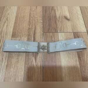 Beige Equestrian Belt with Gold Buckle